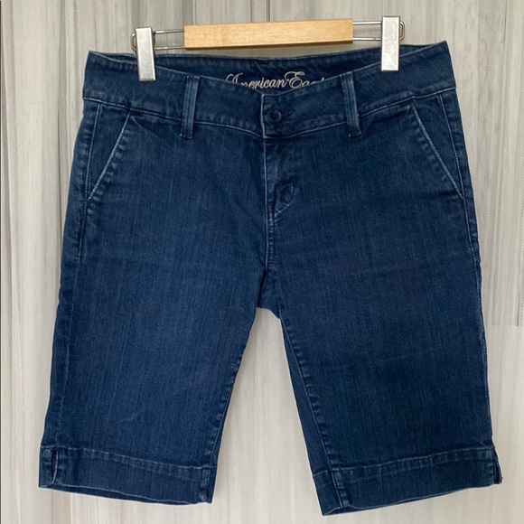 American Eagle Outfitters Pants - American Eagle Outfitters Women's Dark Blue Denim Bermuda Shorts